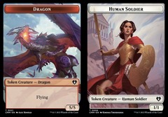 Dragon (0021) // Human Soldier (0006) Double-Sided Token - Foil